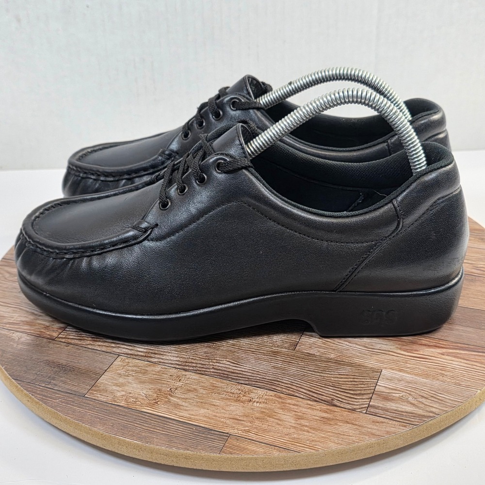 SAS Free Time‎ Walking Shoes Women 9.5 WW Black Leather Lace Up Comfort Walking
